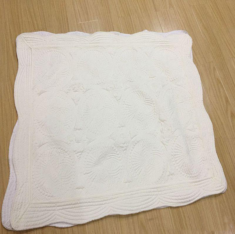 Wholesale Blanks Heirloom Infant Quilts Cotton Baby Blankets quilted Navy White Ruffle Minky Toddle BabyS Gift Newborn Swaddle Blanket 50PCS WLL1075