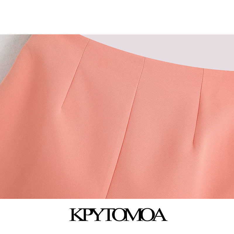 Women Chic Fashion Office Wear Asymmetric Wrap Mini Shorts Skirt Vintage High Waist Side Zipper Female Skort Mujer 210416
