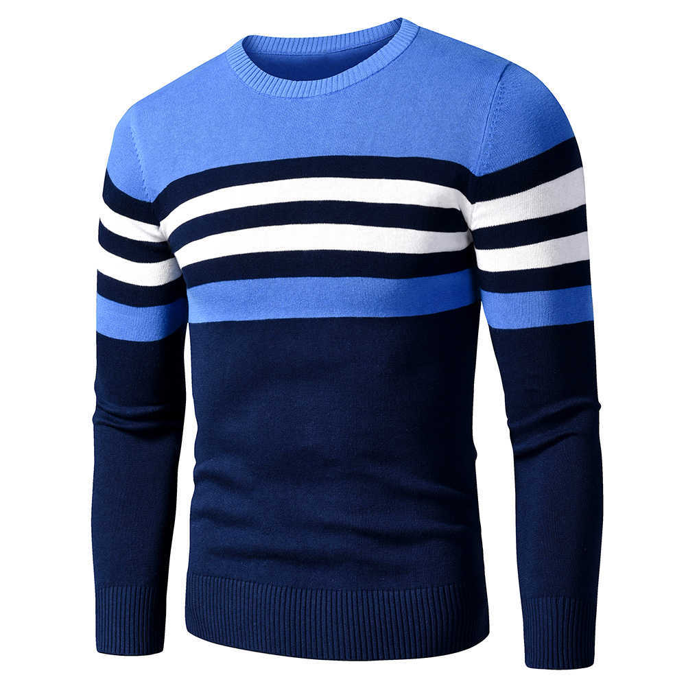4XL Men Autumn Casual Striped Thick Fleece Cotton Sweater Pullovers Men Outfit Fashion Vintage O-Neck Coat Sweater Men 210818