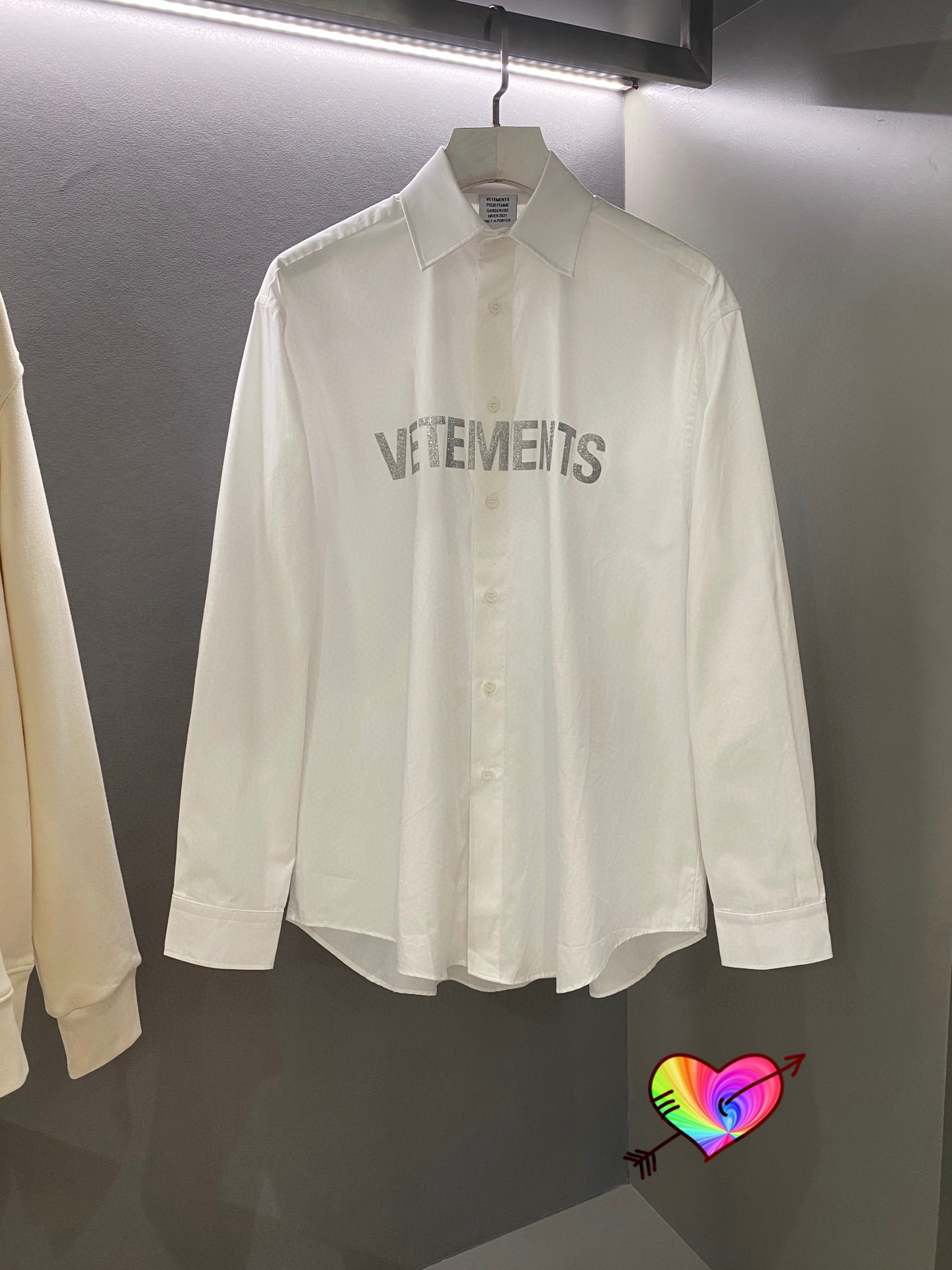 Print Long Sleeve Shirt Casual Men Women 1:1 High Quality Reflective Logo White Blouse