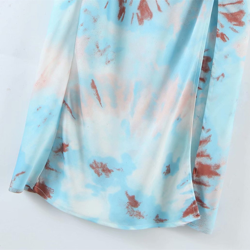 PUWD Sexy Women Square Collar Slim Dress Summer Fashion Ladies Chinese Style Female Pleated Print Suspender 210522