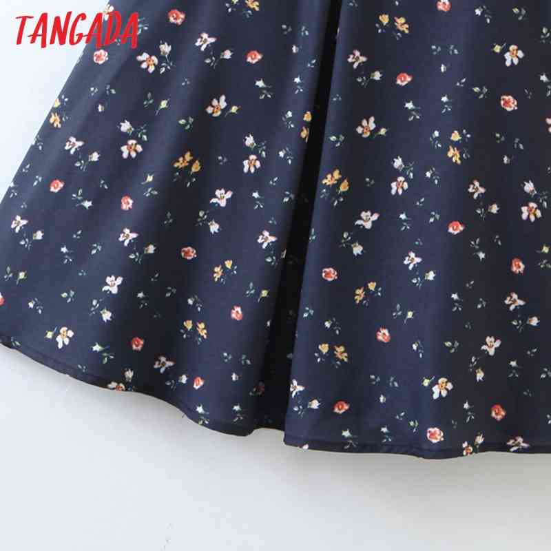 Women Flowers Print Summer Puff Short Sleeve Buttons Ladies Mini Dress Vestidos 8M3 210416