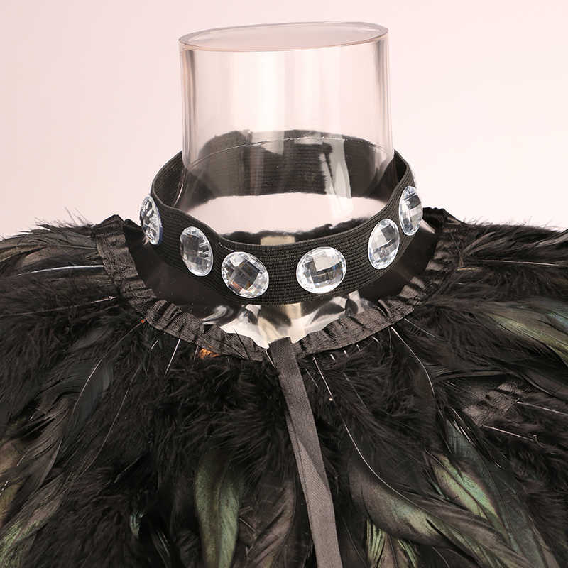 fashion peacock feather cape coat women elegant short paragraph props dance fur vest waistcoat shawl highgrade vest jacket y0829