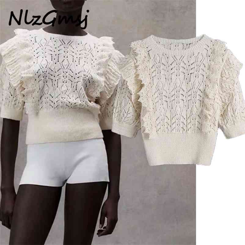 Sweater Women O Neck Short Sleeve Openwork Pullover Woman Fashion Streetwear Knitted Spring Top 03 210628, As picture
Sweater Women O Neck Short Sleeve Openwork Pullover Woman Fashion Streetwear Knitted Spring Top 03 210628, As picture