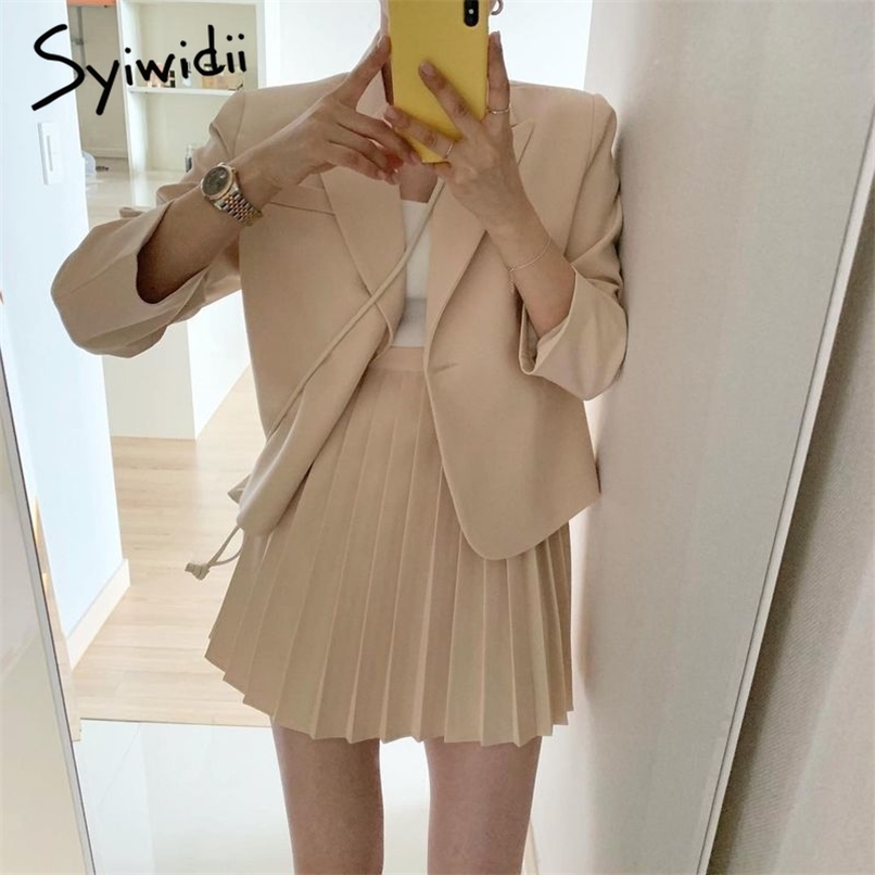 Women Skirt Suits Set Spring 2 Piece Jacket Work Suit Mini Pleated Skirts Korean Fashion Office Ladies Blazer 210607, Yellow
Women Skirt Suits Set Spring 2 Piece Jacket Work Suit Mini Pleated Skirts Korean Fashion Office Ladies Blazer 210607, Yellow