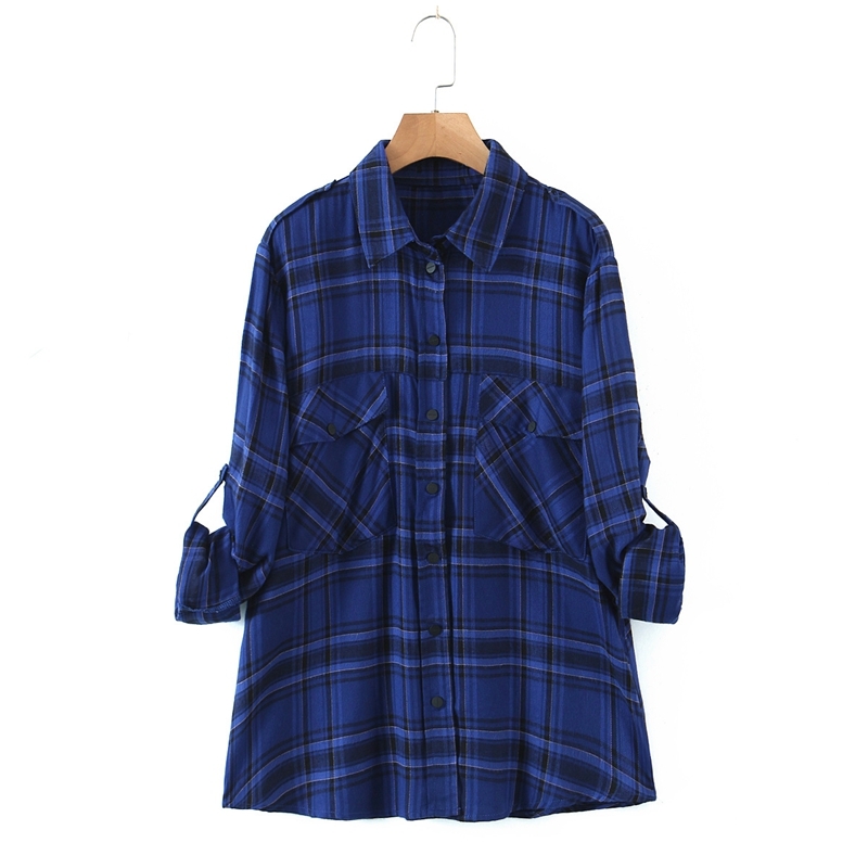 Women Casual Office Lady Blouse Femininas Tops Plaid Turn Down Collar Long Sleeve Spring Shirts 210525, Blue
Women Casual Office Lady Blouse Femininas Tops Plaid Turn Down Collar Long Sleeve Spring Shirts 210525, Blue