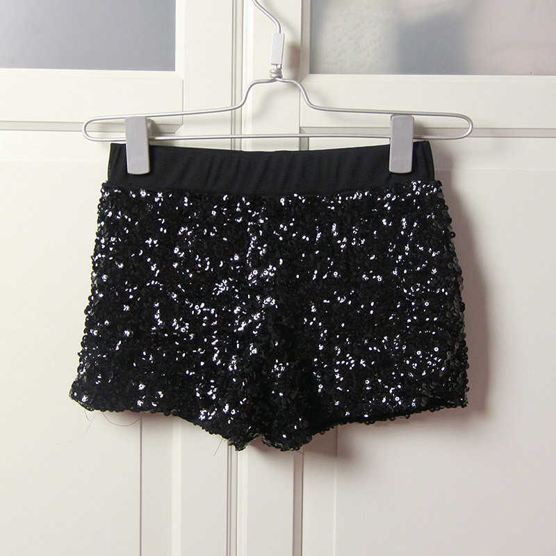 Ladies Elastic High Waist Shorts Sequins Hip Hop Ds Sexy Club Shorts Jazz Nightclub Singer Women Stage Clothes 210611