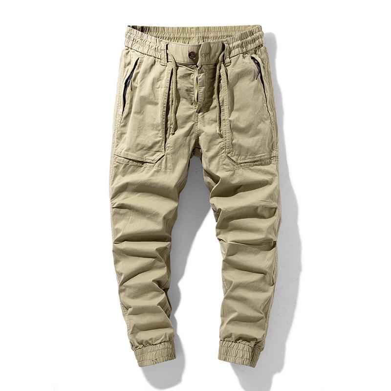 Men's Pants Trousers Cargo Men Summer Pure Cotton Lightweight Thin Casual Work Wear 2021
