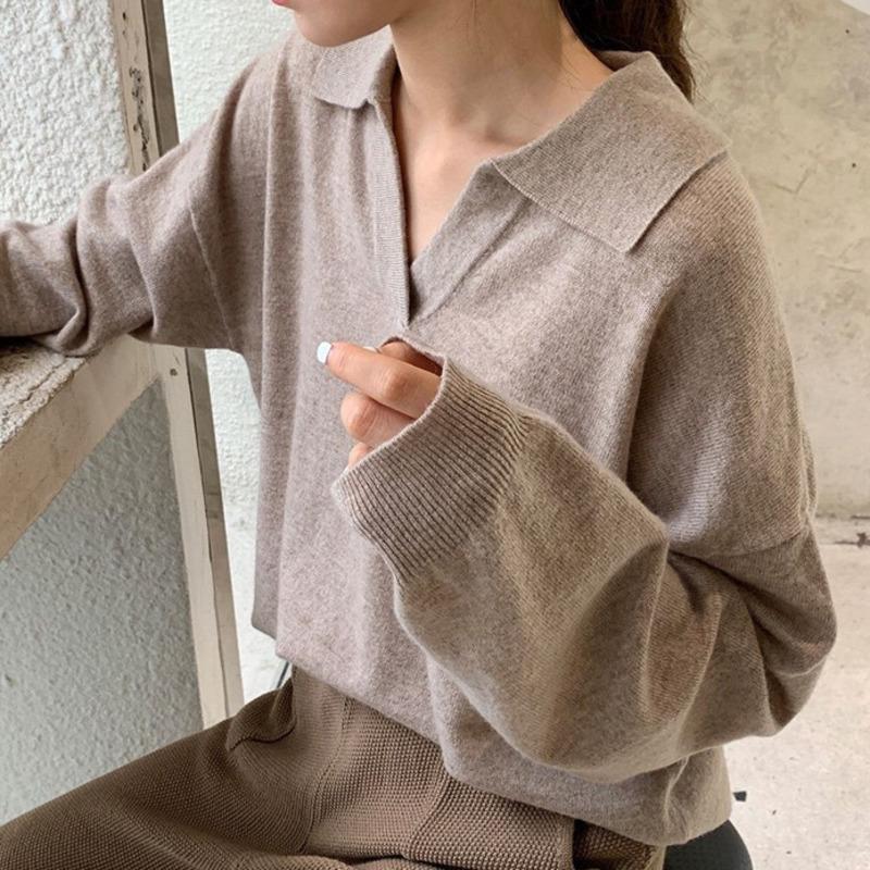 Women's Sweaters Korean Fashion Women Long Sleeve Collar Loose Knitted Sweater Solid Pullovers Thick Warm Oversized 2021, White;black
Women's Sweaters Korean Fashion Women Long Sleeve Collar Loose Knitted Sweater Solid Pullovers Thick Warm Oversized 2021, White;black