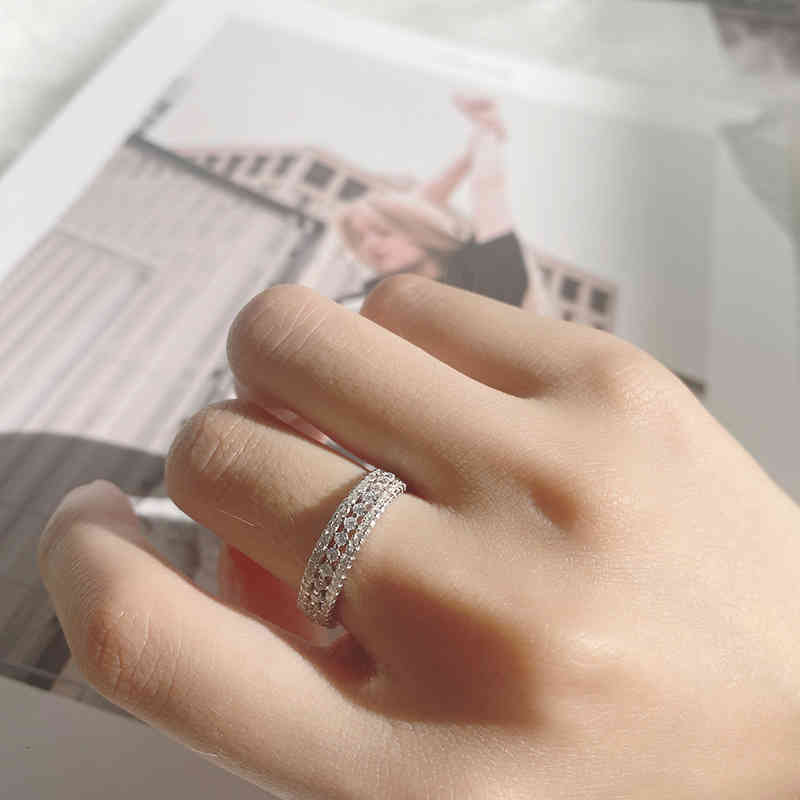 Accessories Simple and Popular Micro Diamond Ring S925 Sterling Silver Fashion Women's Zircon Hand