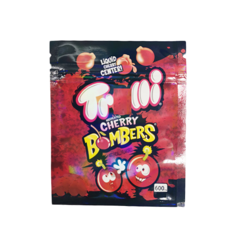 Cherry bombers candy bags edible packaging 600 mg empty smell proof resealable medicated gummy candies plastic packing bag with zipper
Cherry bombers candy bags edible packaging 600 mg empty smell proof resealable medicated gummy candies plastic packing bag with zipper