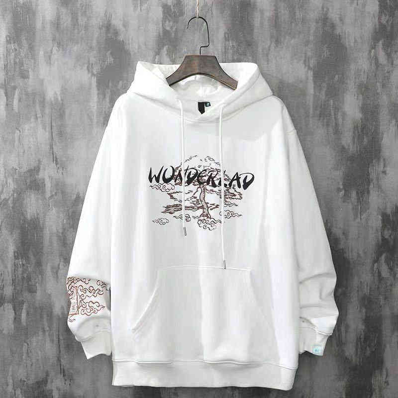 Anime Hoodies Sweatshirts Chinese Style Men Black Hoodies Sweatshirts Harajuku Oversized Pullovers Sweatshirts For Women CS455 211108