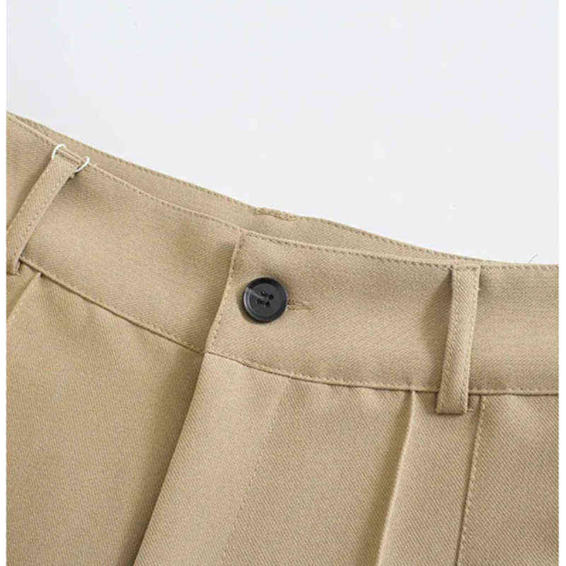 Women Straight Pants Long Chic Trousers Harajuku Office Wear High Waist Zipper Female Vintage Streetwear Wide Leg Trf 211115