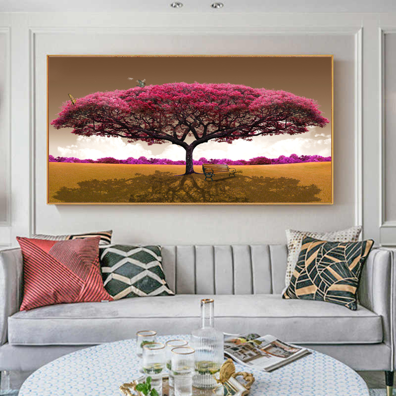 Poster Red Tree Wall Art Canvas Painting Pictures For Living Room Landscape Posters And Prints Canvas Prints Decorative Cuadros