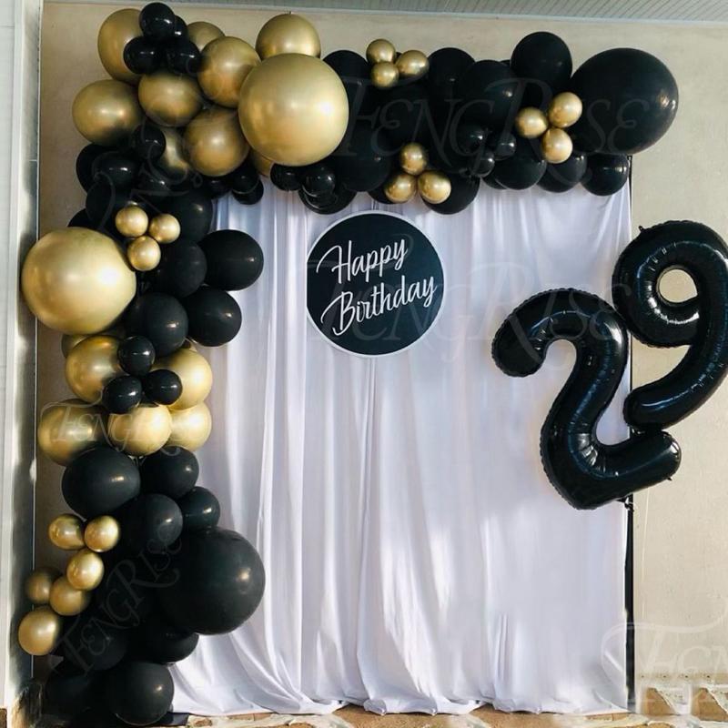 Party Decoration 121pcs Balloon Garland Arch Kit Chrome Gold Black Balloons Latex Globos Wedding Hawaiian Birthday Decorations