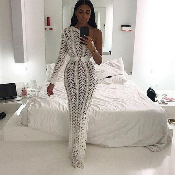 Casual Dresses Sexy Women White One Shoulder Knitted Maxi Dress Female Elegant Side Split Clubwear Hollow Out Vestdios WF780
Casual Dresses Sexy Women White One Shoulder Knitted Maxi Dress Female Elegant Side Split Clubwear Hollow Out Vestdios WF780