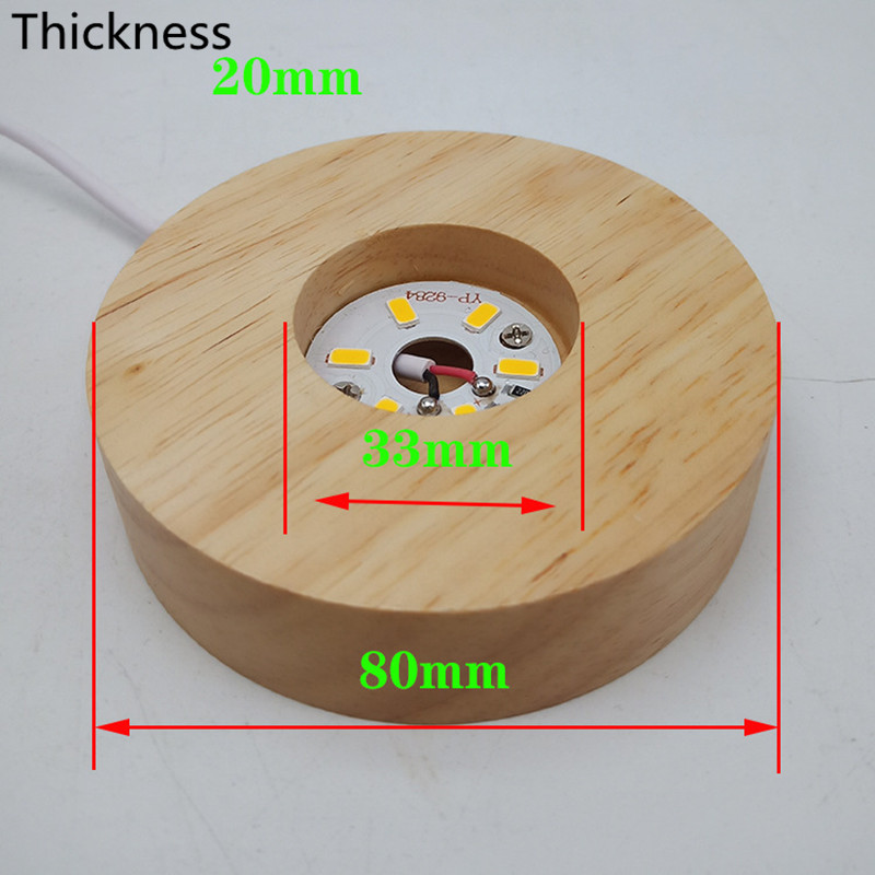 Wooden 3D Night Light Round Base Holder LED Display Stand for Crystals Glass Ball Illumination Lighting Accessories