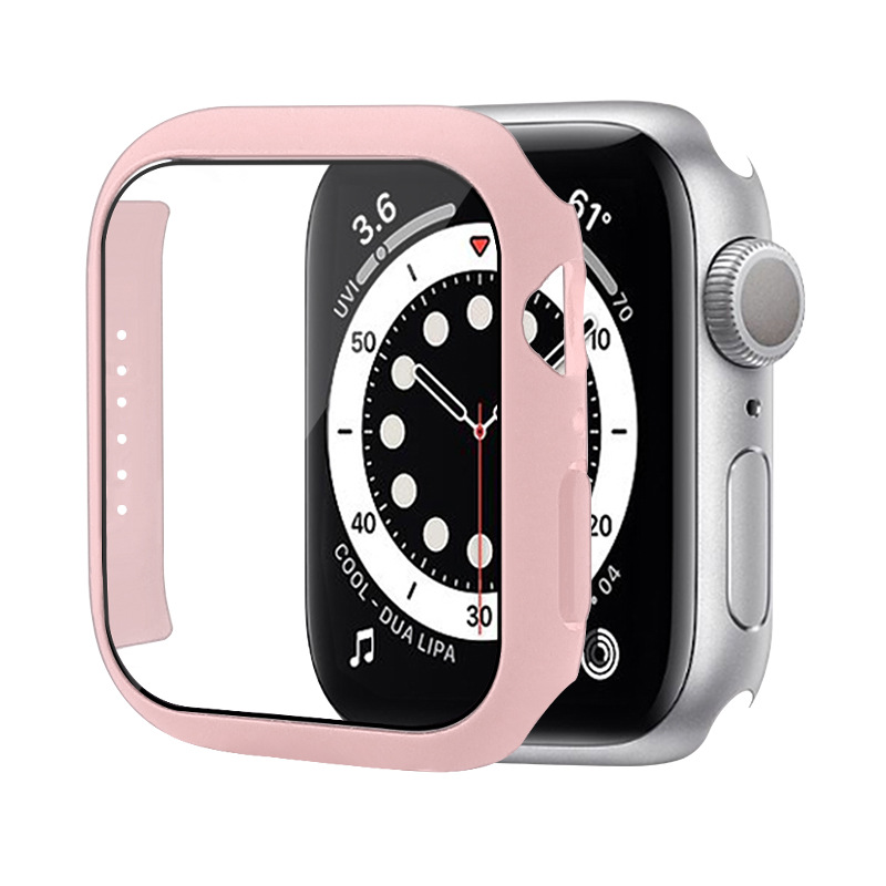 360 Full Cover PC Cases With Button Tempered Glass Film Screen Protector For Apple Watch Cases 8 7 6 5 4 3 2 1 SE 49mm 45mm 44mm 42mm 41mm 40mm 38mm W