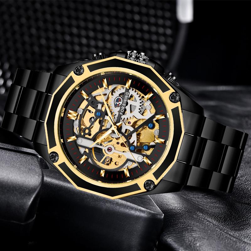 Wristwatches Forsining Golden Gear Openwork Steampunk Racing Sport Military Design Waterproof Mens Mechanical Skeleton WatchWristwatches, Gold white
Wristwatches Forsining Golden Gear Openwork Steampunk Racing Sport Military Design Waterproof Mens Mechanical Skeleton WatchWristwatches, Gold white