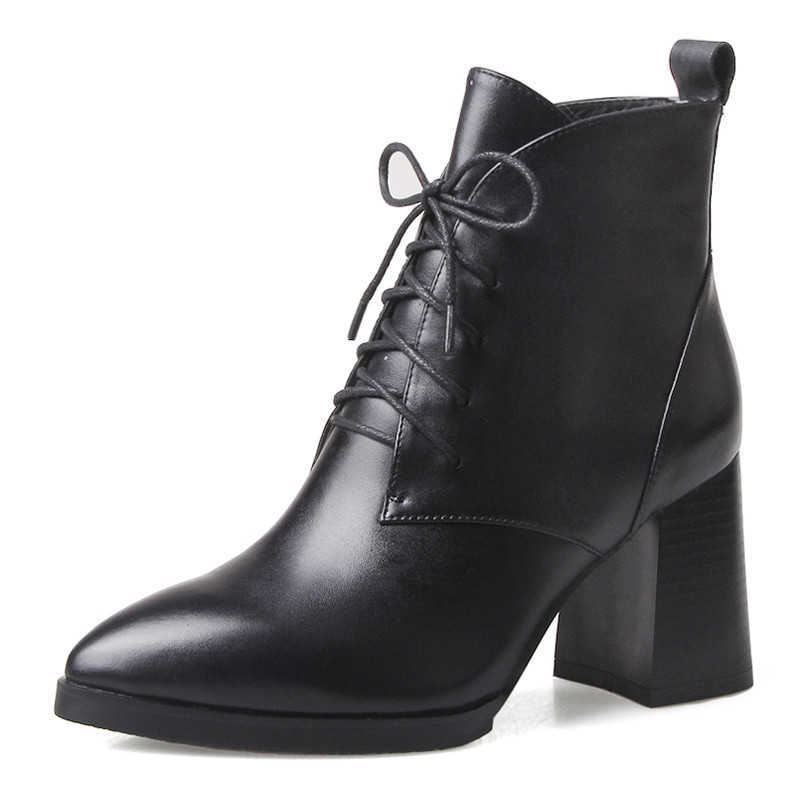 Meotina Autumn Ankle Boots Women Natural Genuine Leather Chunky Heel Short Boots Lace Up Super High Heel Shoes Lady Fall Size 39 210608, Black synthetic lini
Meotina Autumn Ankle Boots Women Natural Genuine Leather Chunky Heel Short Boots Lace Up Super High Heel Shoes Lady Fall Size 39 210608, Black synthetic lini