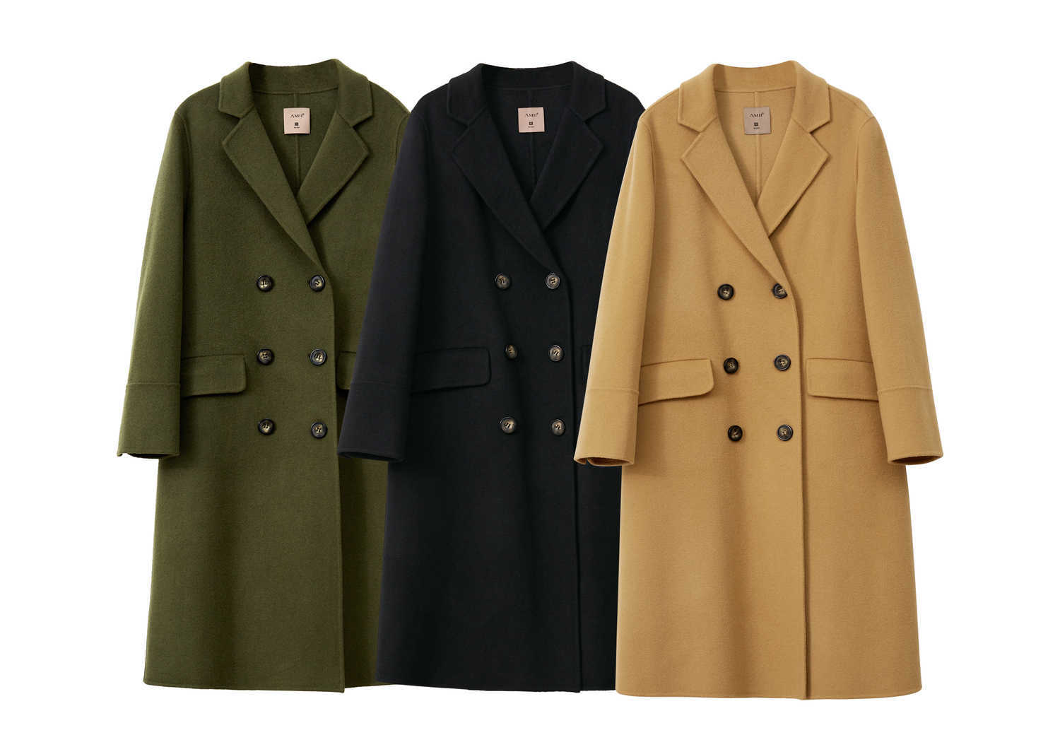 Minimalism Winter Coat Women Fashion Causal 100%wool Solid Lapel Bouble Breasted Double-sided Woolen 12030447 210527