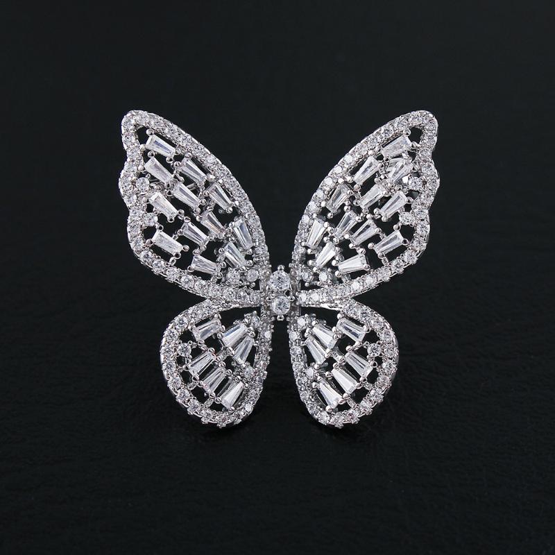 Pins, Brooches ERLUER Butterfly Brooch For Women Girls Inlaid Zircon Crystal High-grade Christmas Jewelry Lapel Pin Thorn Needle Ma