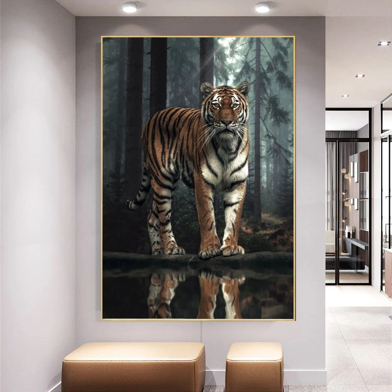 Modern Bos Poster Wild Dier Tijger Foto Canvas Schilderij Wall Art Prints Voor Woonkamer Interieur Woondecoratie Cuadros