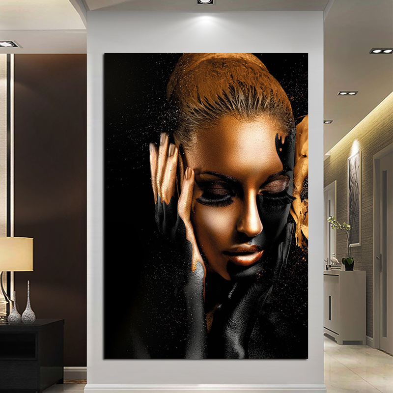 Black Gold African Woman Oil Paintings on Canvas Nude Wall Art Posters and Prints Scandinavian Cuadros for Living Room Decor
Black Gold African Woman Oil Paintings on Canvas Nude Wall Art Posters and Prints Scandinavian Cuadros for Living Room Decor