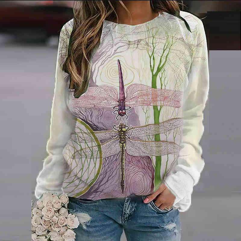 Women Tshirt Christmas Halloween Print Long-sleeved Streetwear Casual Pullover O Neck Tee Shirt Femme Harajuku Ladies T-shirt 210406