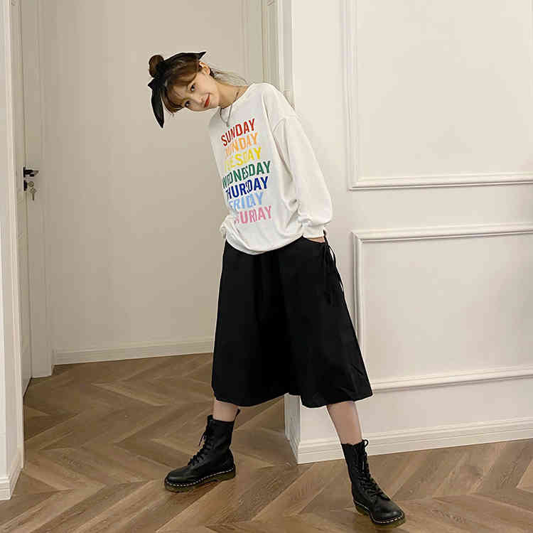 autumn korean style colorful letter print sweatshirts womens long sleeve pullovers (F4073) 210423