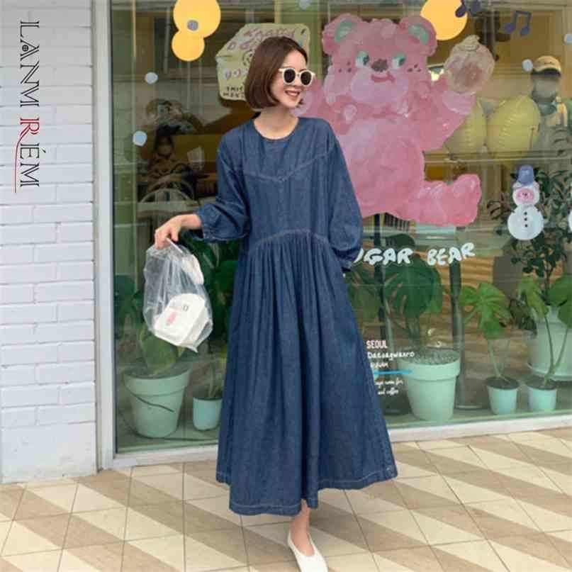 Summer Denim Dress Long Sleeve A-line Round Neck Temperament Plus Size Fit Female Fashion 2H204 210526, Denim blue
Summer Denim Dress Long Sleeve A-line Round Neck Temperament Plus Size Fit Female Fashion 2H204 210526, Denim blue