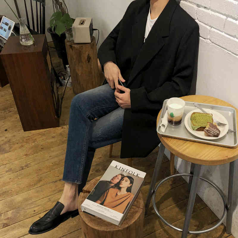 IEFB /men's wear Korean style casual suit coat loose trendy handsome double breasted big size blazer male autumn 9Y4093 210524