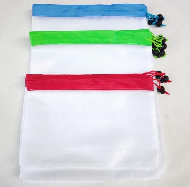 50sets Reusable Mesh Produce Bags Washable Eco Friendly Bag For Grocery Shopping Storage Fruit Vegetable Toys Sundries Wholesale