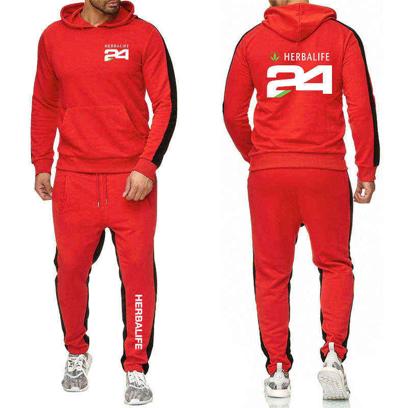 HERBALIFE 24 Printing Spring Autumn Man's 2021 New Sweatshirts Sweatpants Set Male Casual Customize Cotton Hoodie Trousers Suit G1217