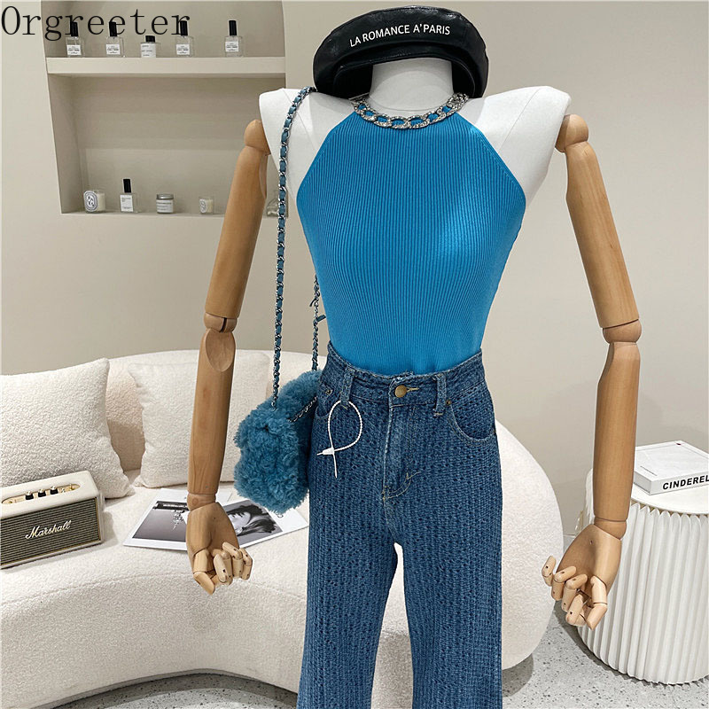Summer Sexy Necklace Sleeveless Knitted Vest Crystal Chain Solid Tank Women's Top Slim Stretch Thin Sweater 210525, Black
Summer Sexy Necklace Sleeveless Knitted Vest Crystal Chain Solid Tank Women's Top Slim Stretch Thin Sweater 210525, Black