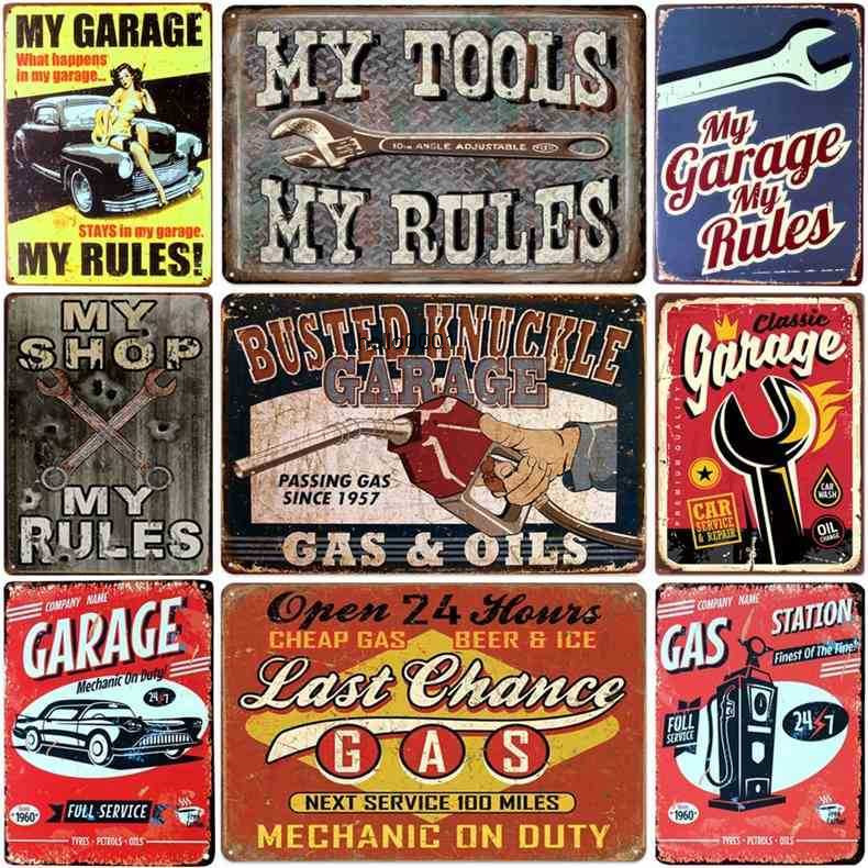 My garagemy toolsmy rules. retro tin sign vintage metal plate painting wall decoration for oils and gas stationa
My garagemy toolsmy rules. retro tin sign vintage metal plate painting wall decoration for oils and gas stationa