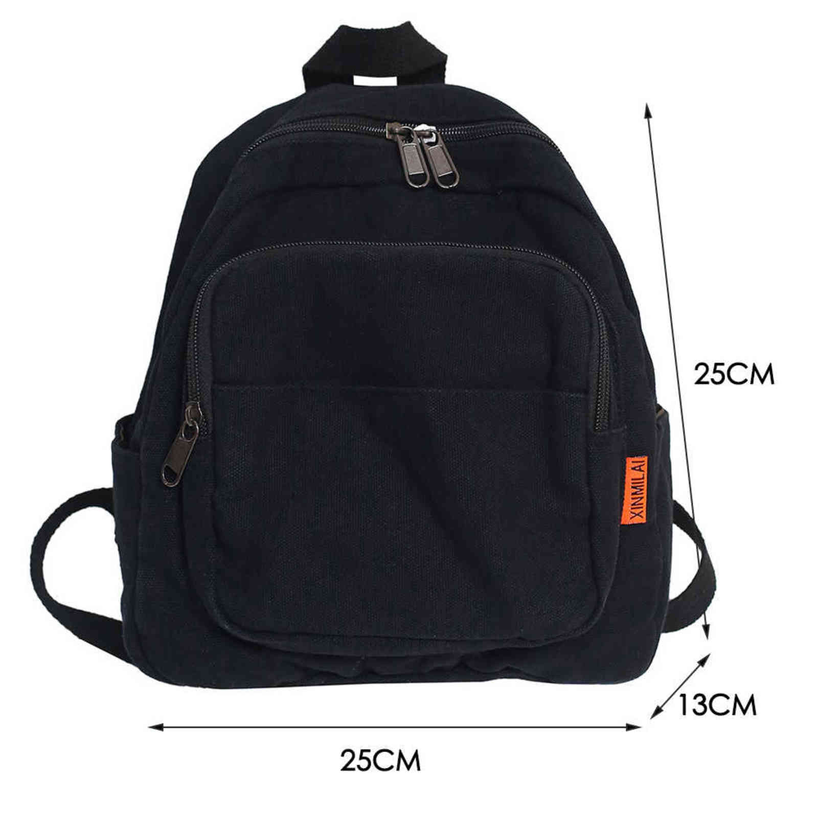 Preppy Style Mochila Fashion Women Solid Color Designed Small Backpack Students Ladies Travel Canvas Durable School Bag Knapsack Y1105