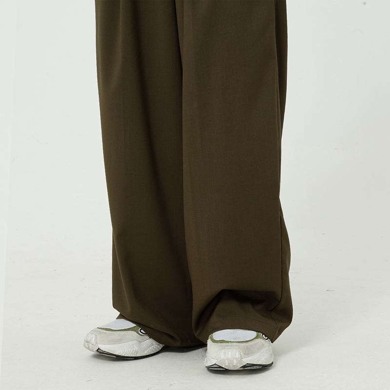 IEFB Men's Wear Busniness Trousers Man's Simple Loose Back Half Elastic Wiast Suit Pants For Male Wide Leg Pants 9Y5997 210524