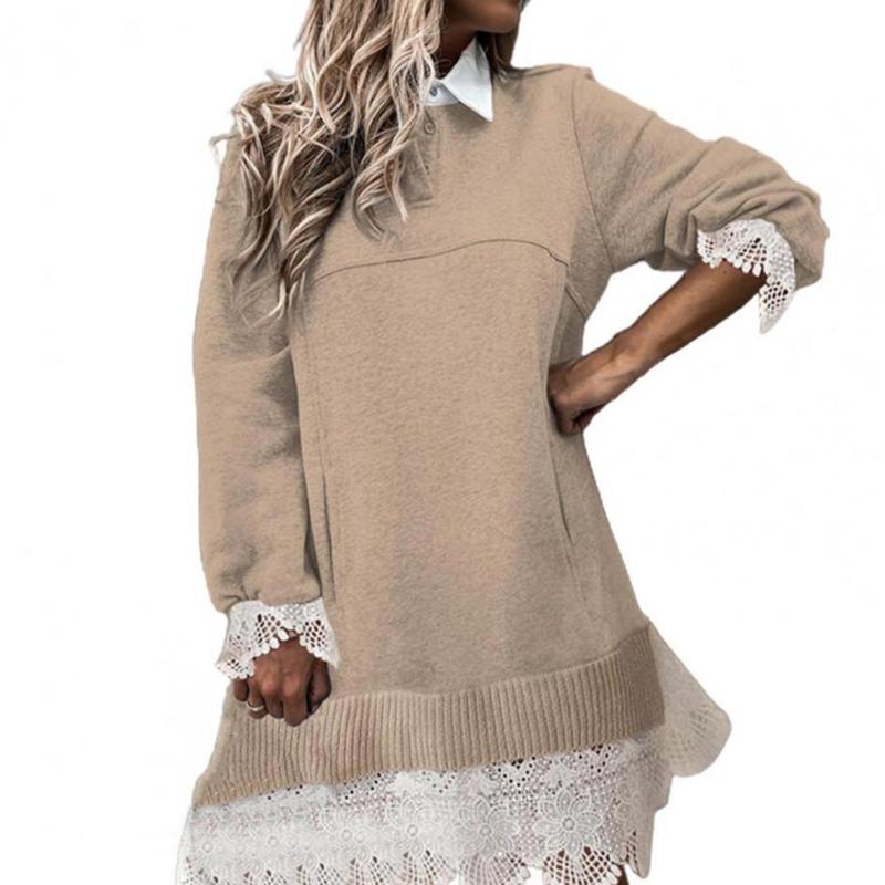 Women's Sweaters Plus Size 2021 Spring Women Elegant Vintage Fashion Long Sleeve Shirt Collar Lace Patchwork Knitwear Leisure Dress, Khaki
Women's Sweaters Plus Size 2021 Spring Women Elegant Vintage Fashion Long Sleeve Shirt Collar Lace Patchwork Knitwear Leisure Dress, Khaki