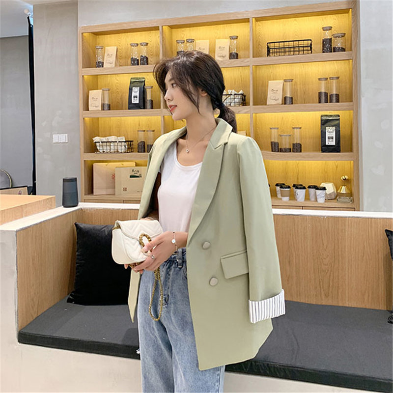 Ventilation Single Breasted Office Ladies Feminine All Match Slender Women Elegant High Street Loose Suit Plus Blazers 210421