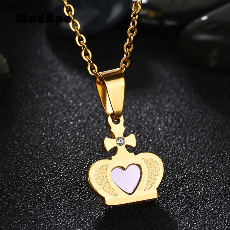 Pendant Necklaces MadApe Fashion Women Crown Inlay Shell 316L Stainless Steel Charm Necklace For Girl Femme Bijoux Party Gift Jewelry
Pendant Necklaces MadApe Fashion Women Crown Inlay Shell 316L Stainless Steel Charm Necklace For Girl Femme Bijoux Party Gift Jewelry