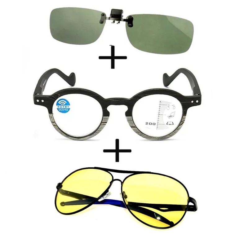 Sunglasses 3Pcs!!! Progressive Round Anti Blu Light Reading Glasses Men Women + Polarized Pilot Night Vision Clip
Sunglasses 3Pcs!!! Progressive Round Anti Blu Light Reading Glasses Men Women + Polarized Pilot Night Vision Clip