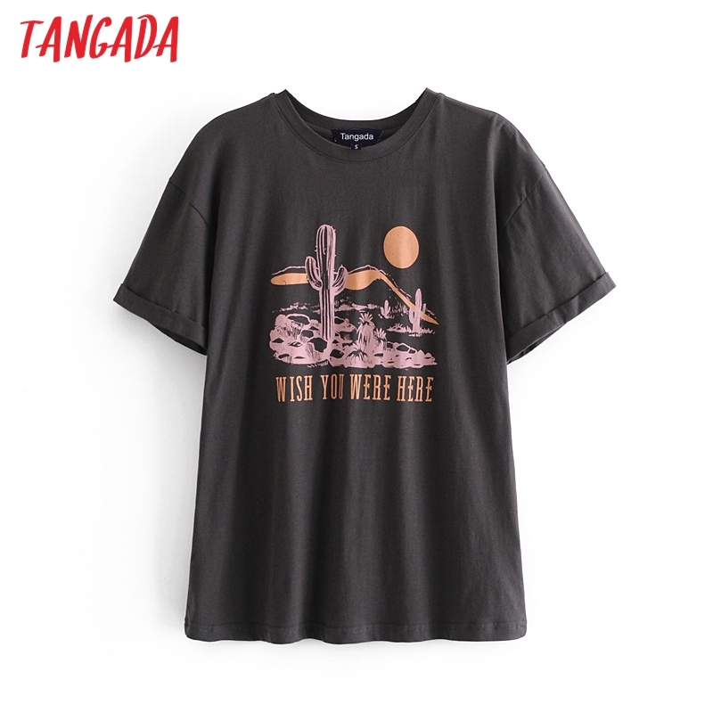 Women Tree Print Cotton T for Summer Short Sleeve O Neck Tees Ladies Casual Tee Shirt Top 4D8 210416