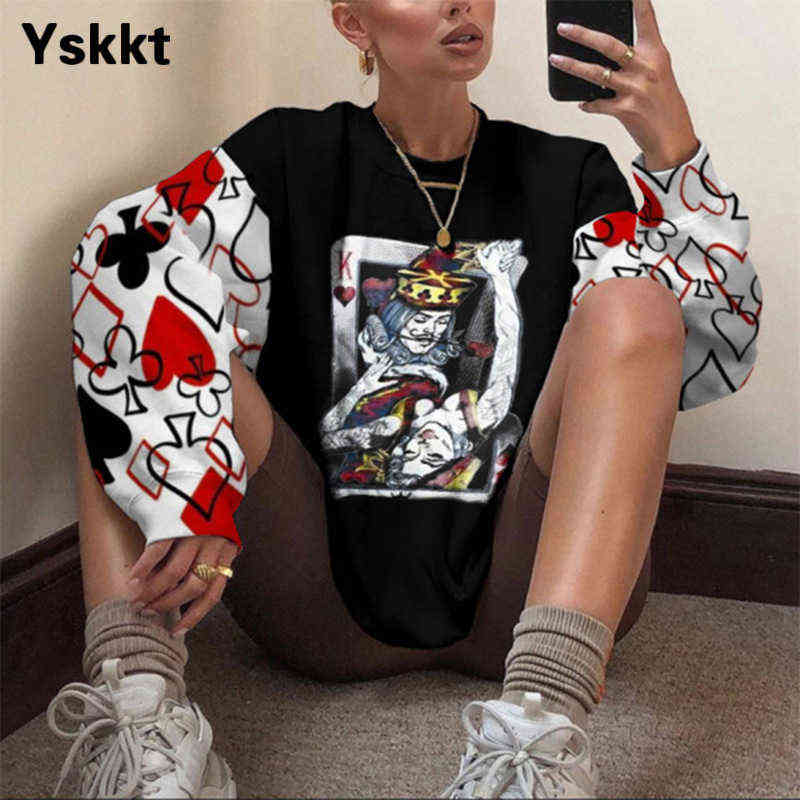 Yskkt Sweatshirt Women Colorful Pullover Tops Spring Autumn Fashion Streetwear Oversized Loose Shirt Pullover Sweatshirts 211108