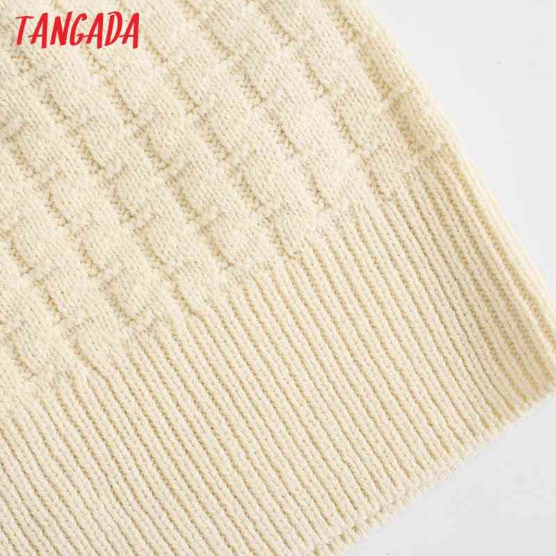 Women Beige Oversized Knitted Vest Sweater Vintage Sleeveless Female Waistcoat Chic Tops BE464 210416