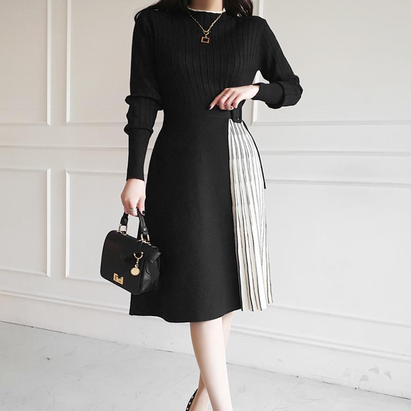 Casual Dresses JSXDHK Elegant Women Knitted Pleated Dress 2021 Winter Stand Collor Patchwork Lace Up Hit Color Striped Black Sweater, Beige
Casual Dresses JSXDHK Elegant Women Knitted Pleated Dress 2021 Winter Stand Collor Patchwork Lace Up Hit Color Striped Black Sweater, Beige