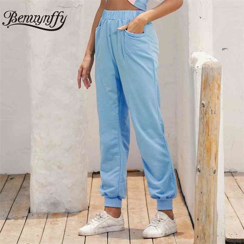 Autumn Pockets Korean style Casual Sweatpants Women Jogger Pants Fashion Sports High Waist Womens 210510