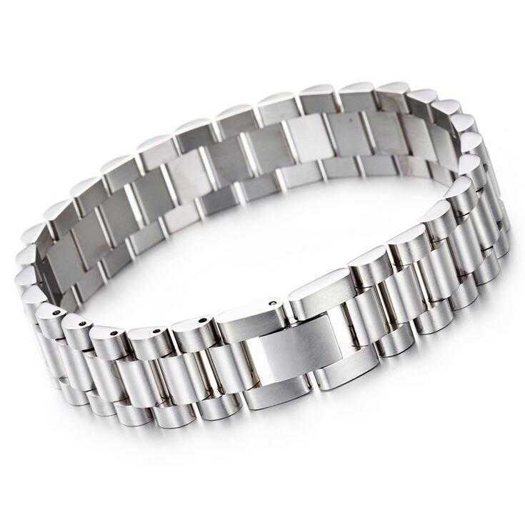 Fashion 15mm Luxury Mens Womens Watch Chain Watch Band Bracelet Hiphop Gold Silver Stainless Steel Watchband Strap Bracelets C