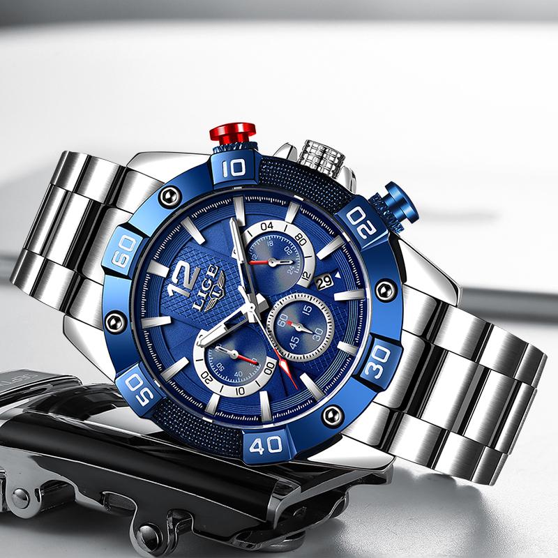 Wristwatches Reloj Hombre 2021 LIGE Sports Luminous Waterproof Quartz Watches Mens Full Steel Military Diving Calendar Watch For Men With Bo, Silver blue
Wristwatches Reloj Hombre 2021 LIGE Sports Luminous Waterproof Quartz Watches Mens Full Steel Military Diving Calendar Watch For Men With Bo, Silver blue