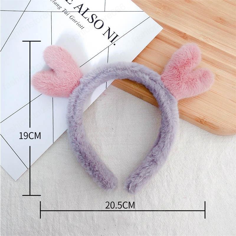 Cute Sweet Love Headband Korean Style Plush Hit Color Head Hoop Girls Autumn Winter Furry Headwear Hair Accessories